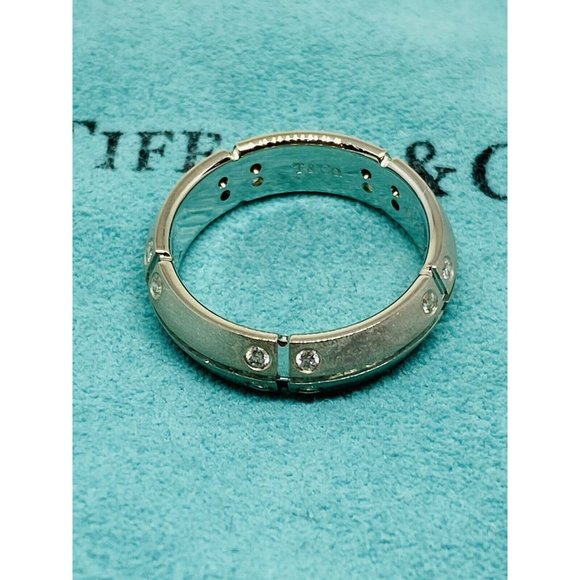 Tiffany & Co. 2000 Stream America 18K White Gold Diamond Band Ring - Size 5